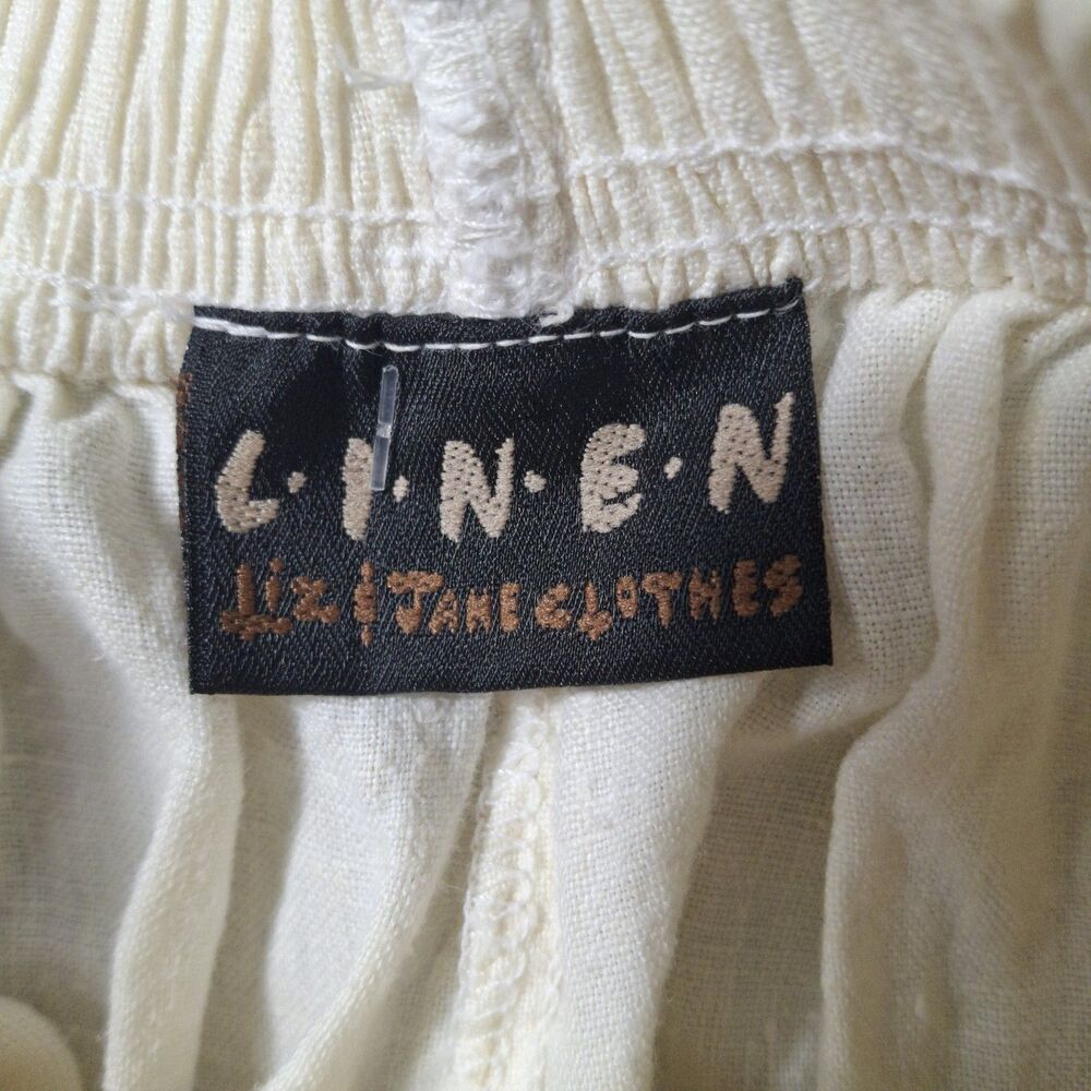 Liz & Jane Linen Shorts Womens M Medium Beige Cream Wide Leg Pleated... - Picture 8 of 9